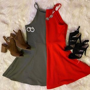 Red Skater Dress with halter-top neck- H&M